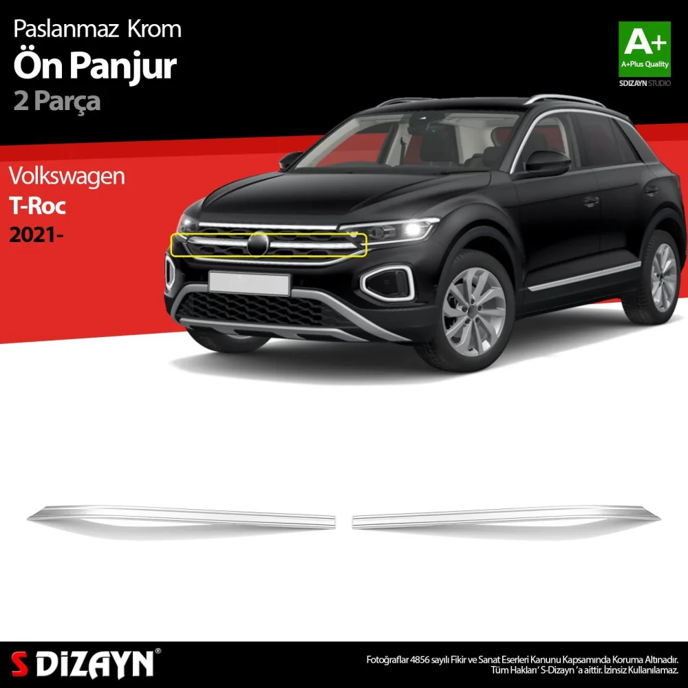 Drs Tuning VW T-Roc Makyajlı Krom Ön Panjur 2 Prç. 2021-2025