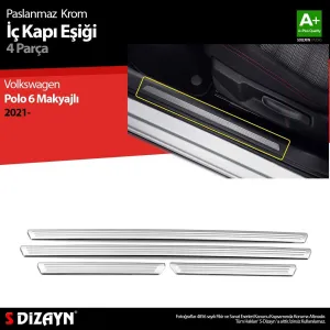 S-Dizayn VW Polo 6 HB Makyajlı Krom İç Kapı Eşiği 4 Prç. 2021 ÜzeriAraca &Ouml;zel Krom Aksesuar&Uuml;r&uuml;n &Ouml;zellikleri:Krom &uuml;r&uuml;nler ara&ccedi