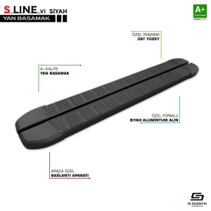 Vw Transporter T5 Kısa Şase S-Line Siyah Yan Basamak 213 Cm 2003-2015 A+ Kalite