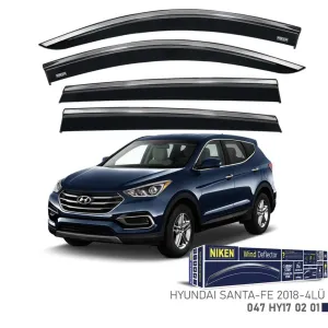 Niken Hyundai Uyumlu Santa Fe 2018- Kromlu Cam Rüzgarlığı 4Lü Parça thumb 1