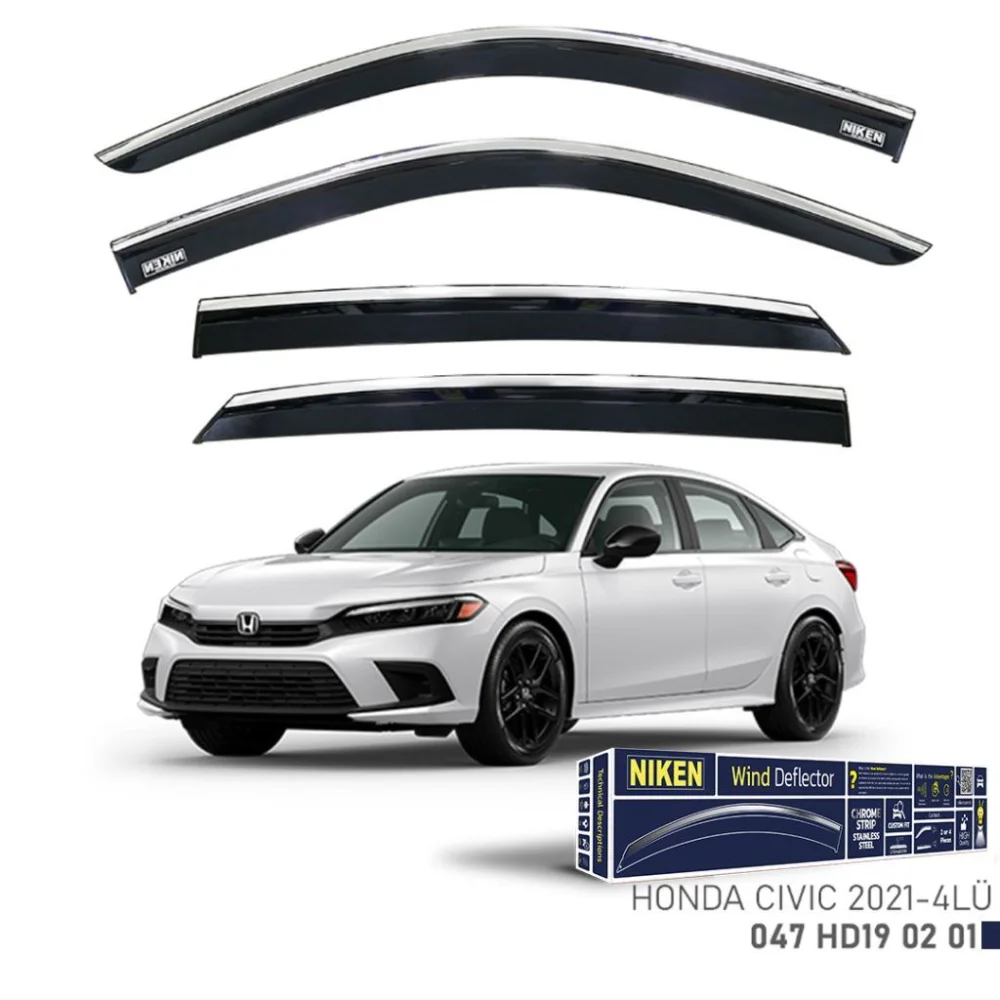 Honda Uyumlu Civic 2021- Sedan Kromlu Cam Rüzgarlığı 4Lü Parça