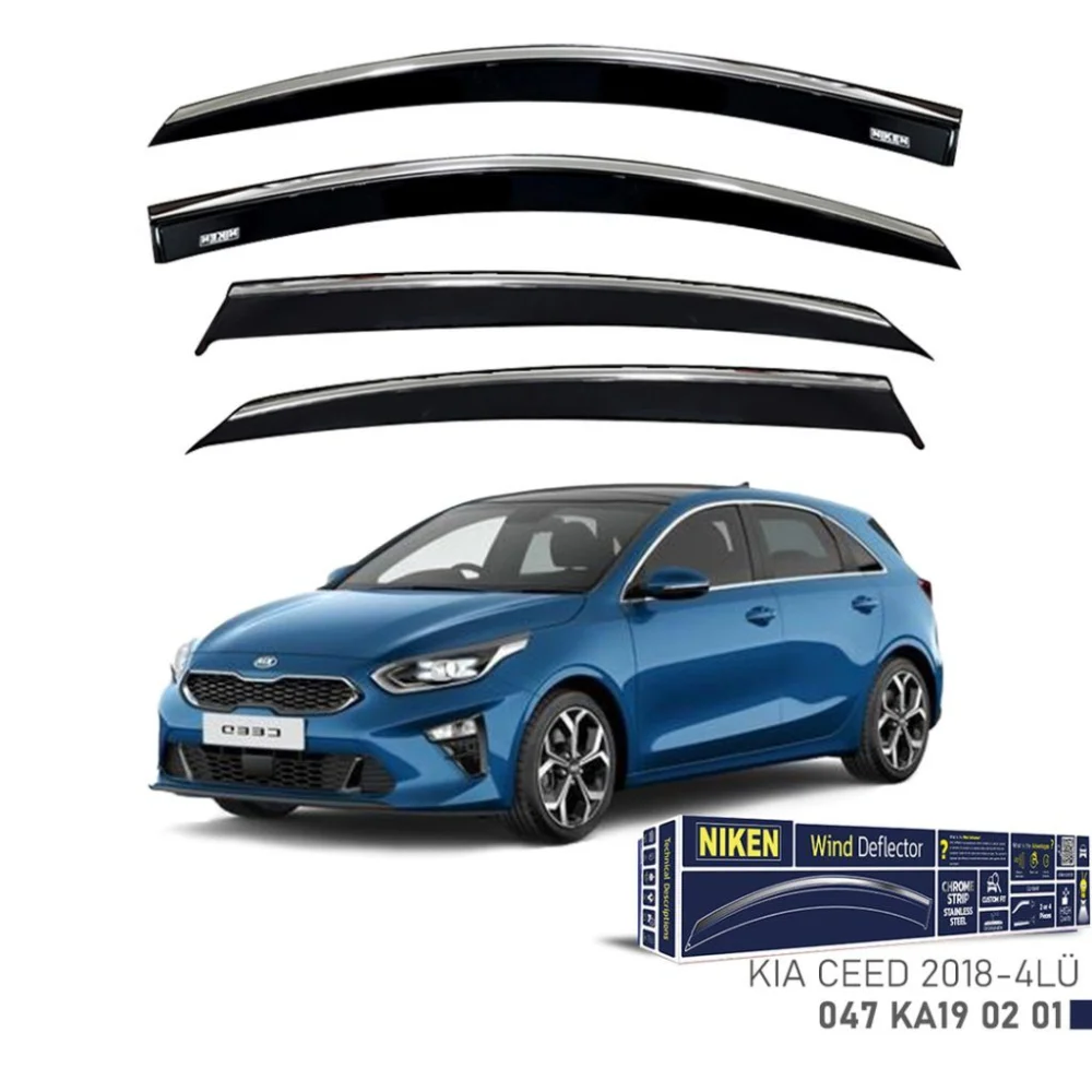 Kia Uyumlu Ceed -2018 Kromlu Cam Rüzgarlığı 4Lü Parça