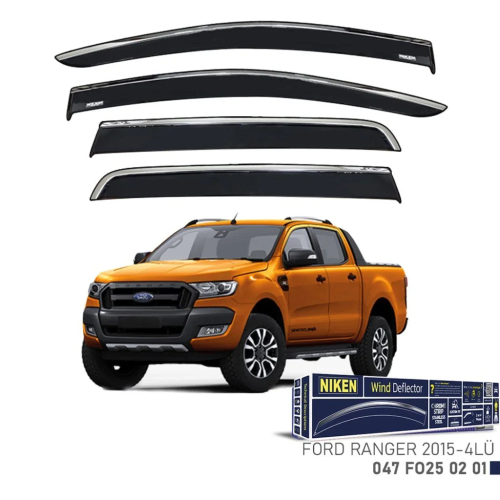 Niken Ford Uyumlu Ranger -2015 Kromlu Cam Rüzgarlığı 4Lü Parça