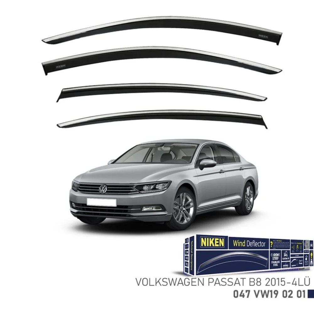 Niken Volkswagen Uyumlu Passat B8 -2015 Kromlu Cam Rüzgarlığı 4Lü Parça