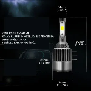 Led far ampulü H15 3570 chip 72W 11.000LM Canbus 12-24V / LAAM560-3 - Görsel 2