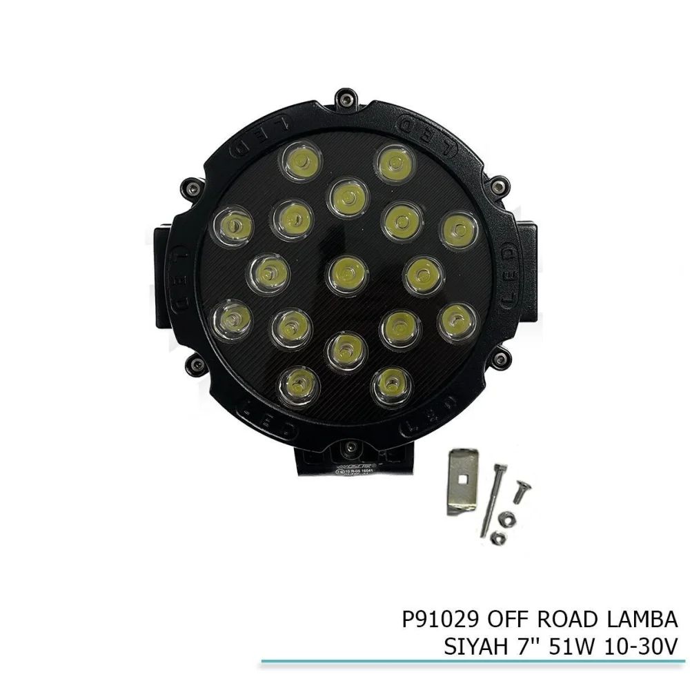 Off Road Uyumlu Lamba Siyah 7 51W 10-30V Parça