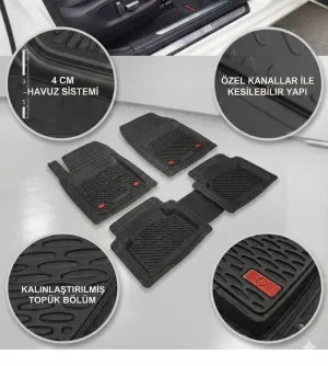 Citroen Uyumlu Saxo Havuzlu Universal Paspas Krom Siyah Parça - Görsel 3