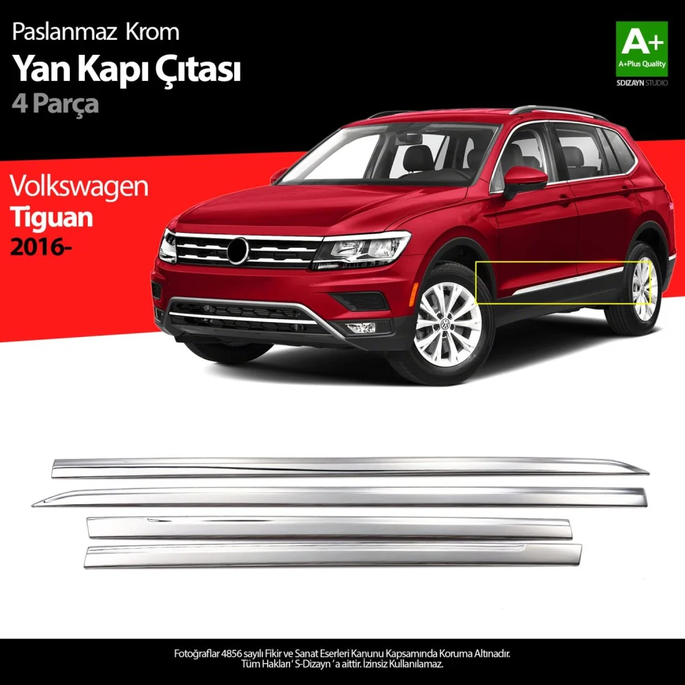 Drs Tuning Tiguan Uyumlu Krom Yan Kapı Çıtası 4 Parça. 2020 Ve Üzeri