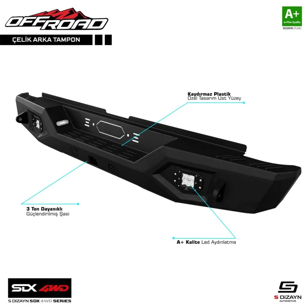 Sedan 4Wd Uyumlu Off Road Toyota Hilux 7 Çelik Arka Tampon V1 Ledli 2006-2015