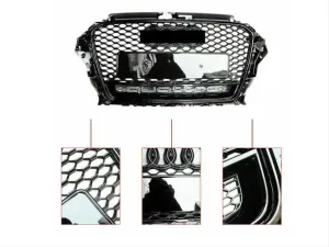 Audi A3 Uyumlu 2013-2016 Panjur Rs3 Siyah - Quatro Yazılı thumb 2