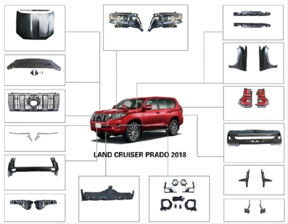 Land Cruiser Uyumlu Prado 2014-2017 İçin Facelift Body Kit ( 2018+ Görünüm)