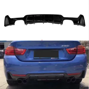 BMW 4 Serisi 2014-2019 (F32/F36) F32-F36 M Difüzör Cift Çıkış Kalın Piano Black - Görsel 2