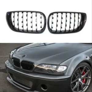 Drs Tuning Bmw 3 Uyumlu Serisi 2002-2004 E46 Diamond Panjur (Böbrek) Piano Black Çerçeve - Görsel 4