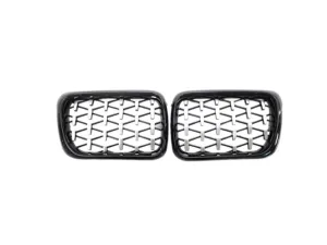 Bmw 3 Uyumlu Serisi 1997-1999 E36 Diamond Panjur (Böbrek) Piano Black Çerçeve thumb 1
