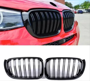 Bmw X3 Uyumlu Serisi (F25) 2014-2018 M Böbrek (Çift Çizgi Panjur) Piano Black - Görsel 3