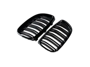 Bmw 3 Uyumlu Serisi E92 2006-2009 M3 Böbrek (Cift Cızgı Panjur) Piano Black thumb 2