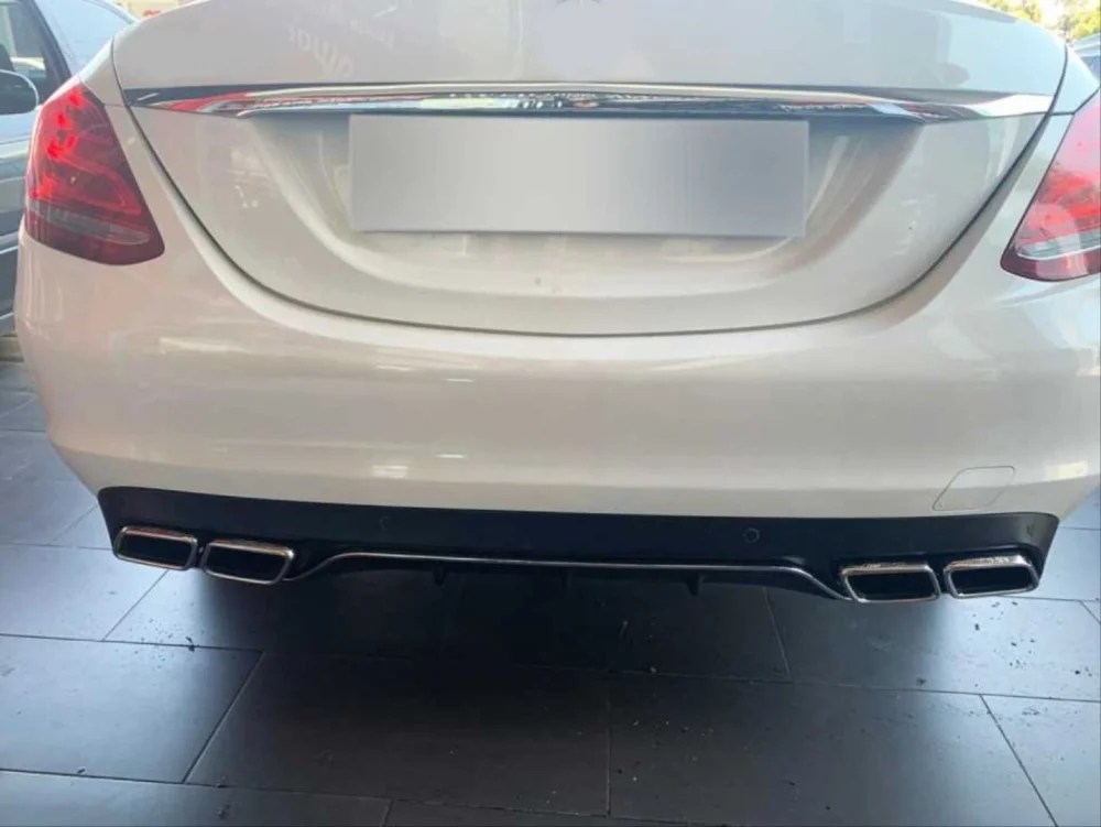 Mercedes W205 Uyumlu C63 Silver Difüzör & Egzoz Seti (Normal Sedan) - Silver Egzoz İle