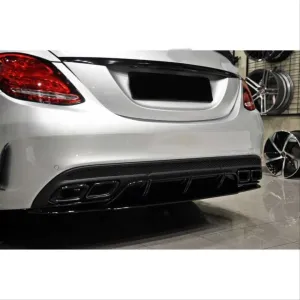 Mercedes W205 Uyumlu C63 Siyah Difüzör & Egzoz Seti (Amg Sedan) - Siyah Egzoz İle thumb 3