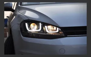Volkswagen Golf Uyumlu 7 U LED Far Silver Haraketli Sinyal -(Uzun Kısa LED Aydınlatmalar Farın İçinde) - Görsel 2
