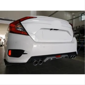 Honda Civic Uyumlu Fc5 2016-2020 Difüzör 4 Egzozlu Silver thumb 2