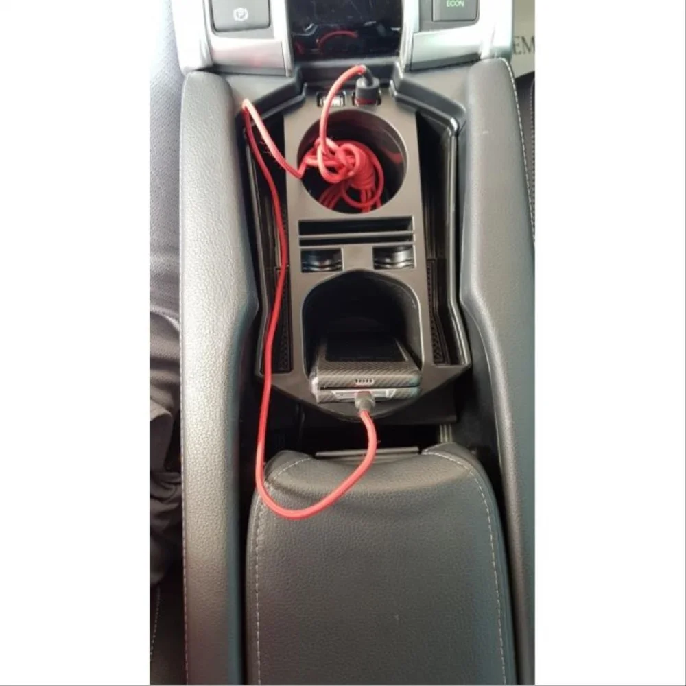 Drs Tuning Honda Civic Uyumlu Fc5 2016-2020 USB Portlu Orta Konsol Kutusu Siyah