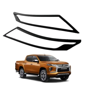Mitsubishi L200 Uyumlu 2019+ Far Çerçevesi Kaplama - Siyah thumb 3