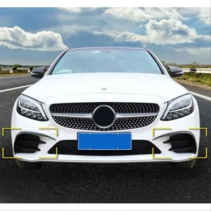Mercedes W205 Uyumlu 2015-2018 Ön Tampon Bıçakları 2 Parça (Piano Black) thumb 4