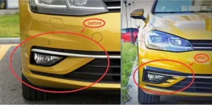 Volkswagen Golf Uyumlu 7,5 2017-2020 Gti Ön Sis Kaplama - Piano Black - Görsel 3