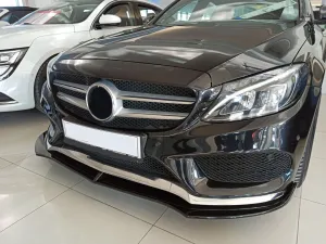 Mercedes W205 Uyumlu 2015-2018 C Serisi Ön Lıp Custom - Piano Black (Parlak Siyah) thumb 1