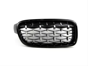 Bmw 3 Uyumlu Serisi F30 2012-2018 Böbrek Diamond Panjur Piano Black- thumb 1
