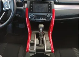 Honda Civic Uyumlu Fc5 2016-2020 Vites Konsol Çıta Kaplama- Kırmızı thumb 2