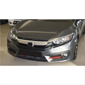 Honda Civic Uyumlu Fc5 2016-2020 Ön Sis Orta Çıta Piano Black thumb 4