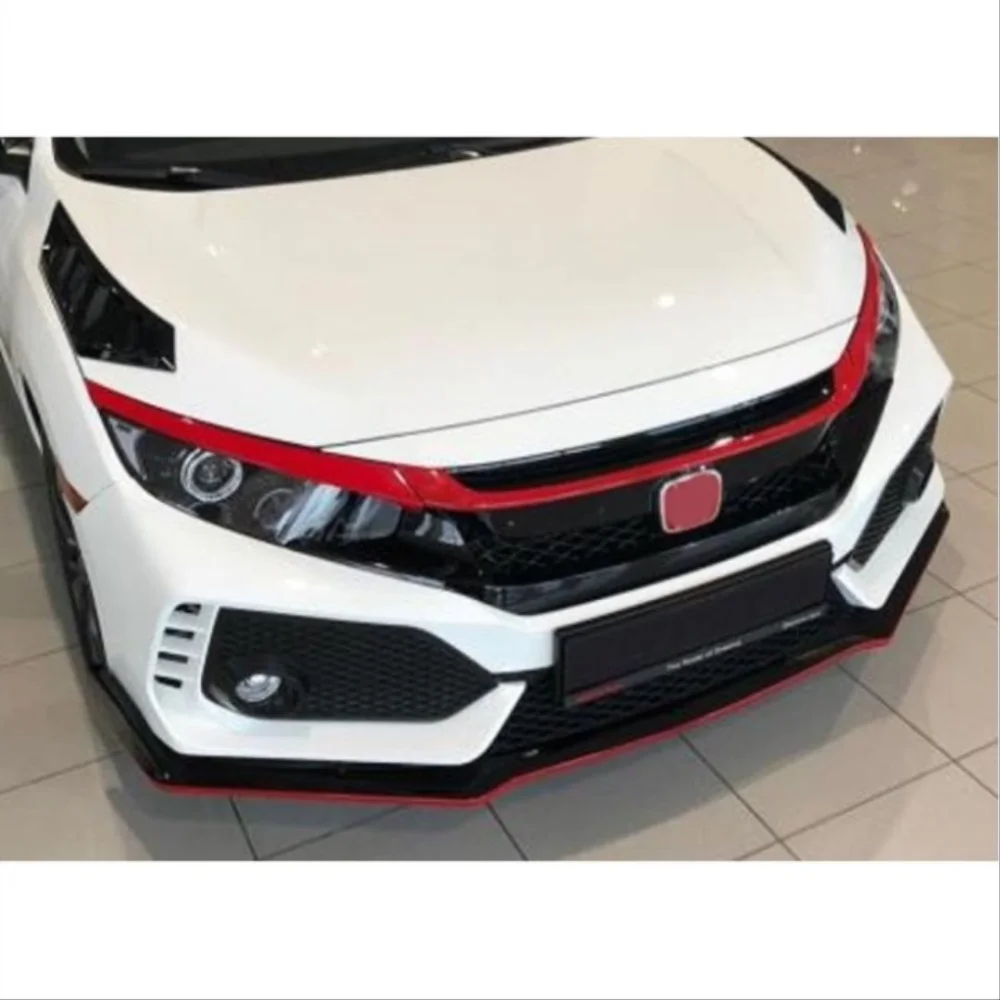 Honda Civic Uyumlu Fc5 2016-2020 Ön Panjur Kas Kaplama Kırmızı