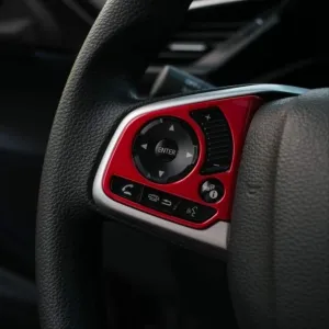 Honda Civic Uyumlu Fc5 2016-2020 Direksiyon Kaplaması 2 Parça - Kırmızı - Görsel 2