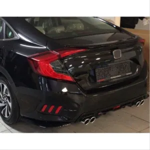 Honda Civic Uyumlu Fc5 2016-2020 Difüzör 4 Egzoz Piano Black thumb 1