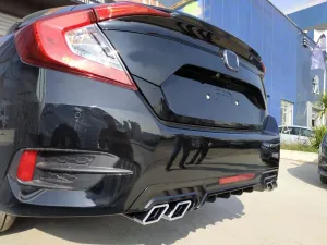 Honda Civic Uyumlu Fc5 2016-2020 Difüzör Kare Egzoz Piano Black - Görsel 3