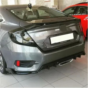 Drs Tuning Honda Civic Uyumlu Fc5 2016-2020 Arka Çıkıntılı Flap Piano Black - Görsel 3