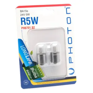 Photon uyumlu Blister R5W 24V 2'Li Blister modelleri Oto Aksesuar Shop'de. Kaliteli malzeme, hızlı kargo ve güvenli alışverişle hemen inceleyin.