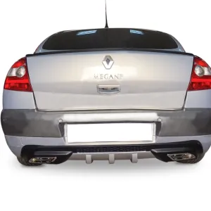 Renault Megane Uyumlu 2 Egzoz Görünümlü Universal Arka Tampon Eki - Difüzör (Plastik)