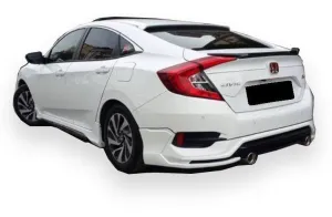 Honda Civic Uyumlu Fc5 Sedan (2016-2018) Turbo Arka Tampon Eki - Difüzör (Plastik)