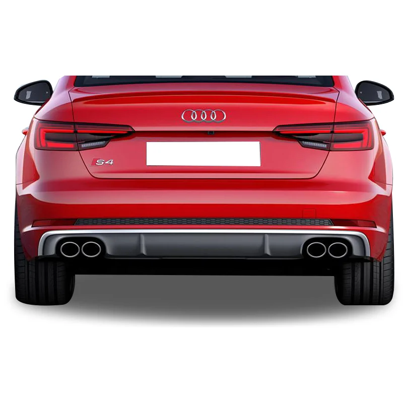 Drs Tuning Audi A4 Uyumlu B9 2016 Sonrası 4 Çıkışlı S4 Arka Tampon Eki - Difüzör (Plastik)