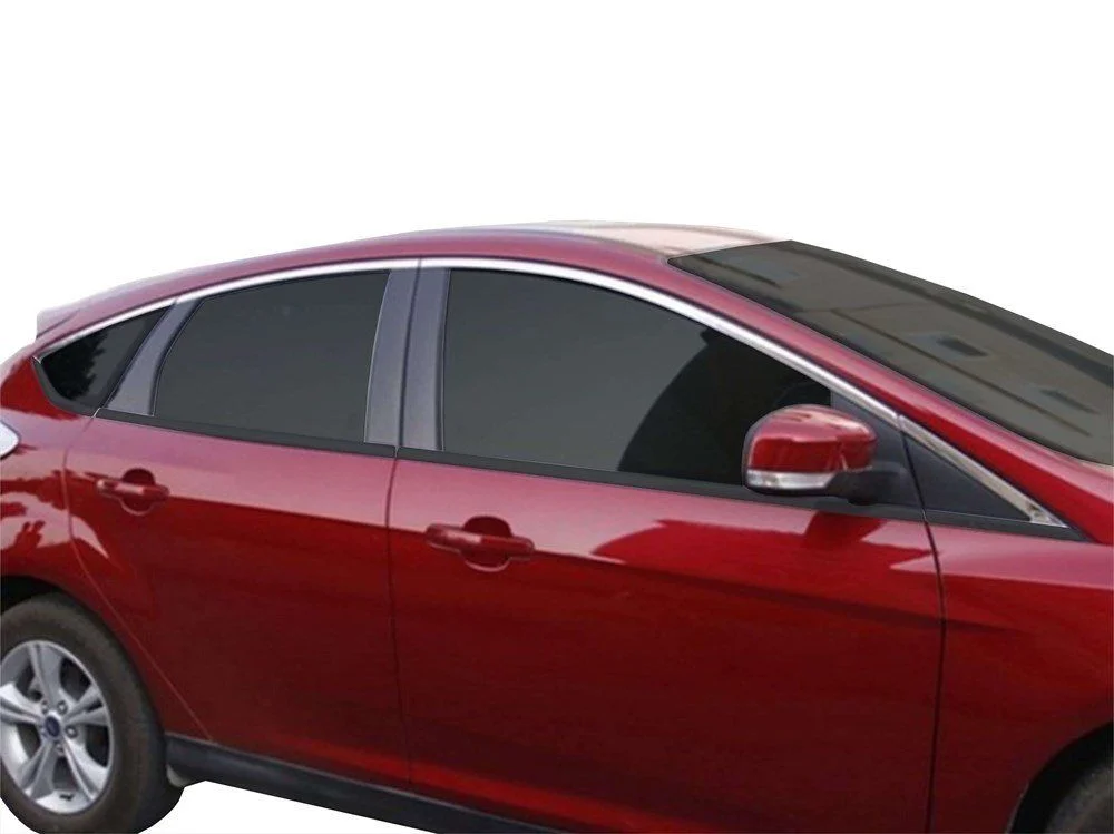 Ford Focus Uyumlu 3 Hatchback Cam Üst Çıtası 8 Parça. Krom 2011-2014
