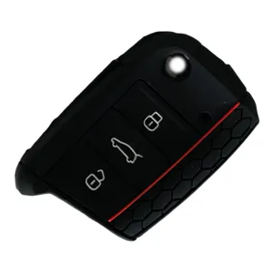 Silikon Anahtar Kabı- Volkswagen/Golf7 Siyah-Kırmızı Çizgili / Sypd53 thumb 2