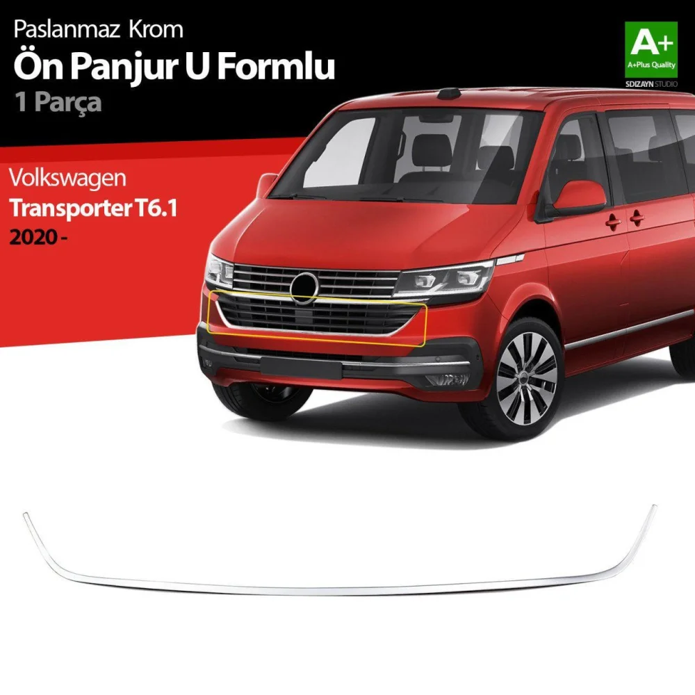 Drs Tuning VW Transporter T6.1 Krom U Formlu Ön Panjur Çıtası 2020-2025