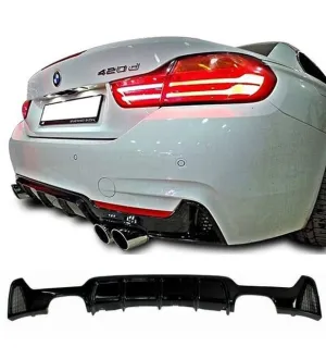Bmw 4 Serisi 2014-2020 (F32/F33/F36) F32-F33-F36 Uyumlu M Performance Sağ Sol Çift Çıkış Difüzör (Parlak Siyah)