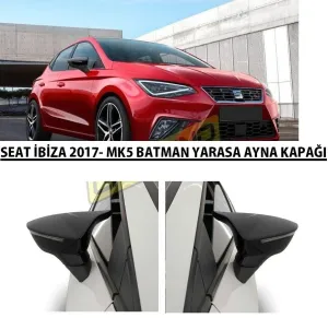 Seat İbiza Uyumlu Mk5 2017 Sonrası Batman Yarasa Ayna Kapağı (Piano Black)