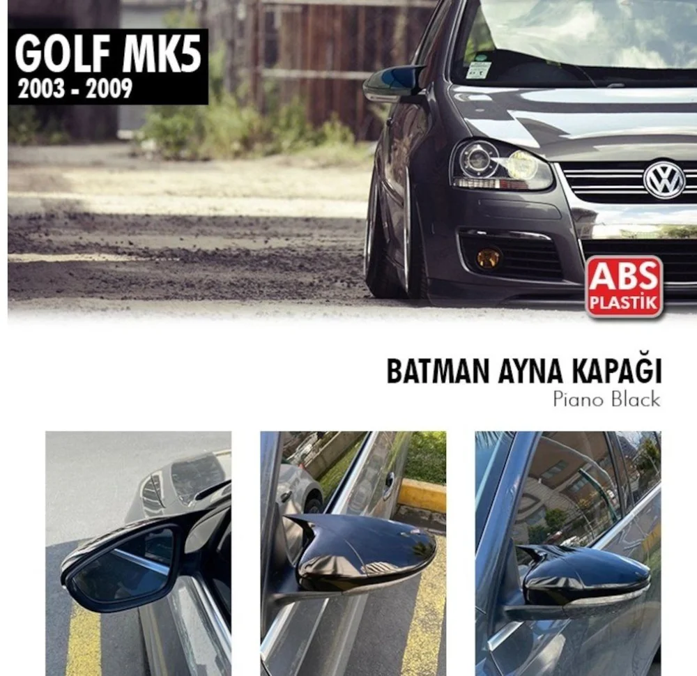 Drs Tuning Golf Uyumlu 5 (Mk5) (2003-2009) Batman Yarasa Ayna Kapağı (Parlak Siyah)