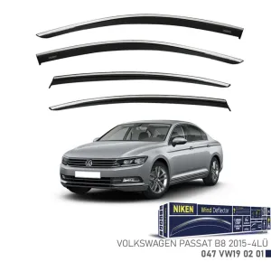 Niken Volkswagen Uyumlu B8 2015 - 2020 Kromlu Cam Rüzgarlığı 4'Lü thumb 1