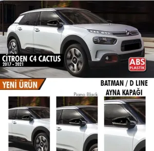 Citroen C4 Cactus 2017-2020 (E3) Batman Ayna Kapağı Arası (Parlak Siyah)