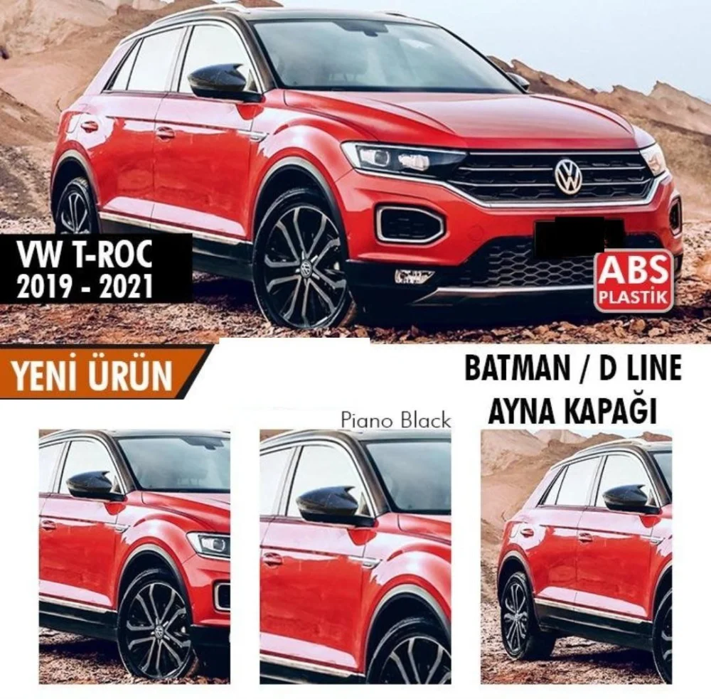 Drs Tuning T-Roc Uyumlu 2019 Sonrası Batman Yarasa Ayna Kapağı (Parlak Siyah)